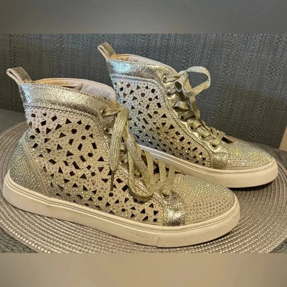 LADY COUTURE Rhinestone High Top Sneakers Size 5